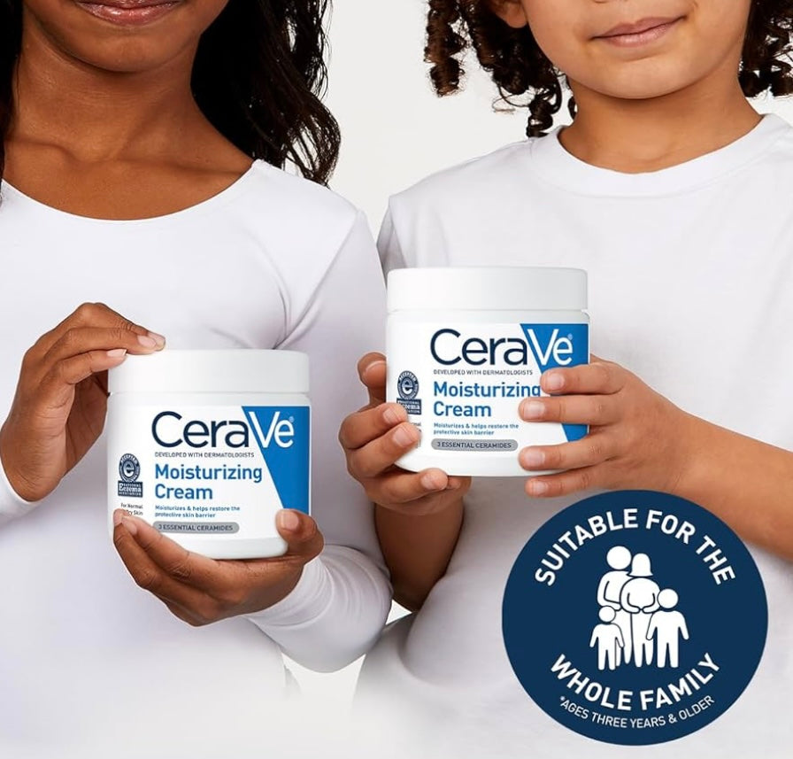 CeraVe Moisturizing Cream, Body and Face Moisturizer for Dry Skin, Body Cream with Hyaluronic Acid and Ceramides, Daily Moisturizer, Oil-Free, Fragrance Free, Non-Comedogenic, 19 Ounce