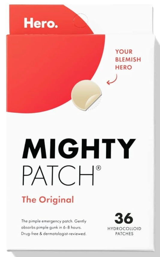 Mighty Patch™ Original patch from Hero Cosmetics - Hydrocolloid Acne Pimple Patch for Covering Zits and Blemishes in Face and Skin, Vegan-friendly and Not Tested on Animals (36 Count)