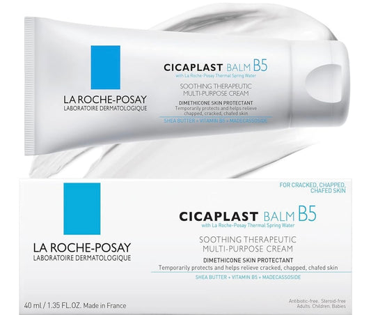 La Roche-Posay Cicaplast Balm B5 UV SPF 50, Vitamin B5 + Shea Butter + Tribioma + Madecassoside + Zinc Oxide Sunscreen, Post Treatment Skin Protectant With SPF, Multi-Purpose Cream For Dry Skin