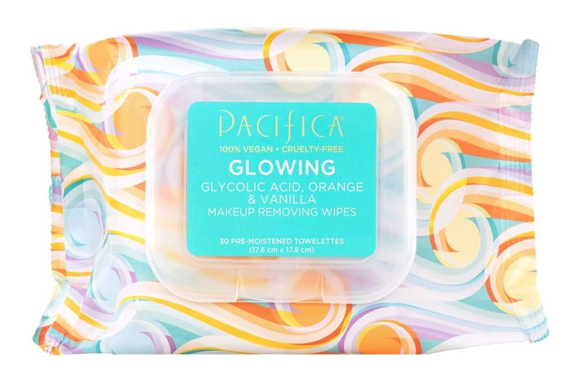 Pacifica Makeup Remover Face Wipes - Daily Facial Cleansing & Exfoliating Towelettes - Biodegradable - Organic - w/ Gycolic Acid - Clean Beauty Vegan & Cruelty-Free Dermatologist Tested 30 Count