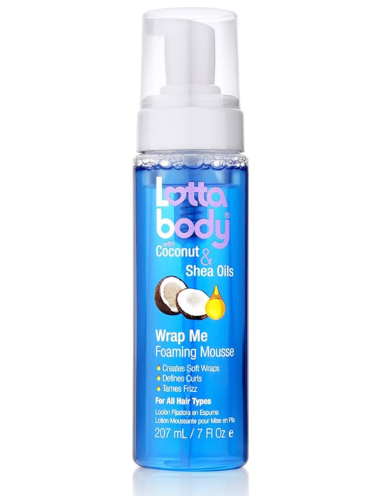 Lottabody Coconut Oil and Shea Wrap Me Foaming Curl Mousse , Creates Soft Wraps, Hair Mousse for Curly Hair, Defines Curls, Anti Frizz, 7 Fl Oz