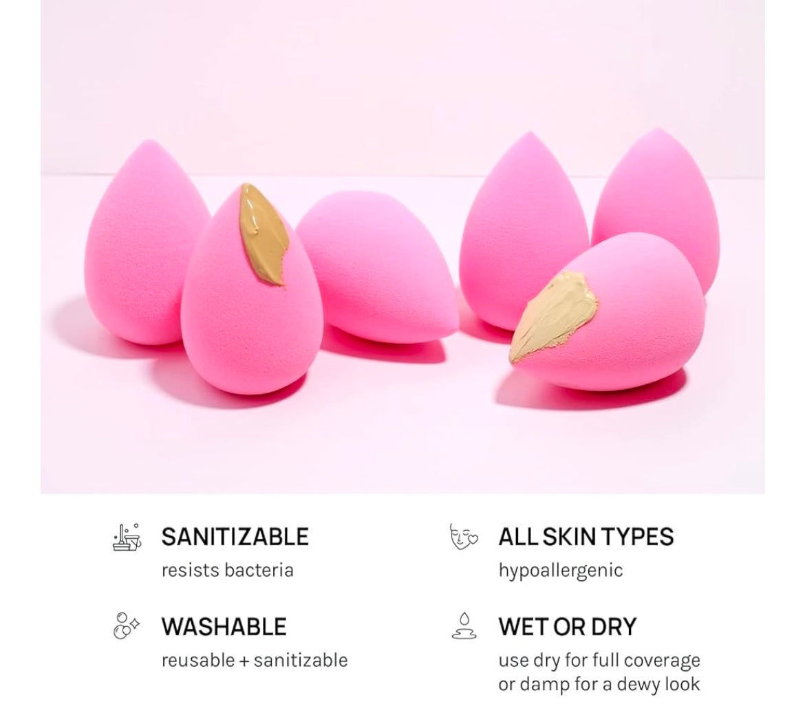 AOA Studio Collection makeup Sponge Set Latex Free and High-definition Set of 6 makeup Wonder blender For Powder Cream and Liquid, Super Soft Wonder Beauty Cosmetic