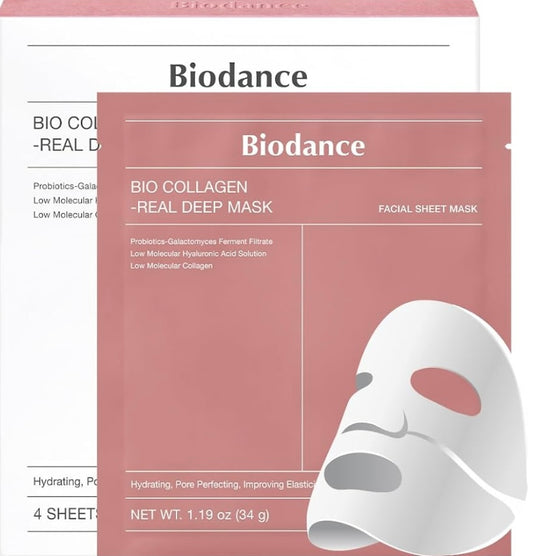 BIODANCE Bio-Collagen Real Deep Mask, Hydrating Overnight Hydrogel Mask, Pore Minimizing, Elasticity Improvement, 34g x4ea