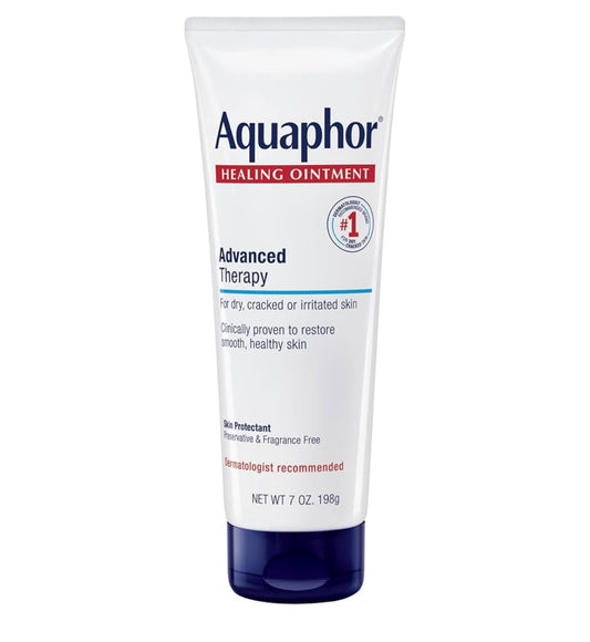 Aquaphor Healing Ointment Advanced Therapy Skin Protectant, Body Moisturizer for Dry Skin, Minor Cuts and Burns, Dry Cuticles, Cracked Heels, Hands and Lips, 7 Oz Tube