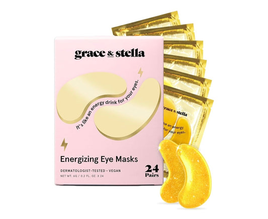 grace & stella Under Eye Mask - Gifts for Women - Reduce Dark Circles, Puffy Eyes, Undereye Bags, Wrinkles - Gel Under Eye Patches - Bridesmaid Gifts - Vegan Self Care (24 Pairs, Gold)