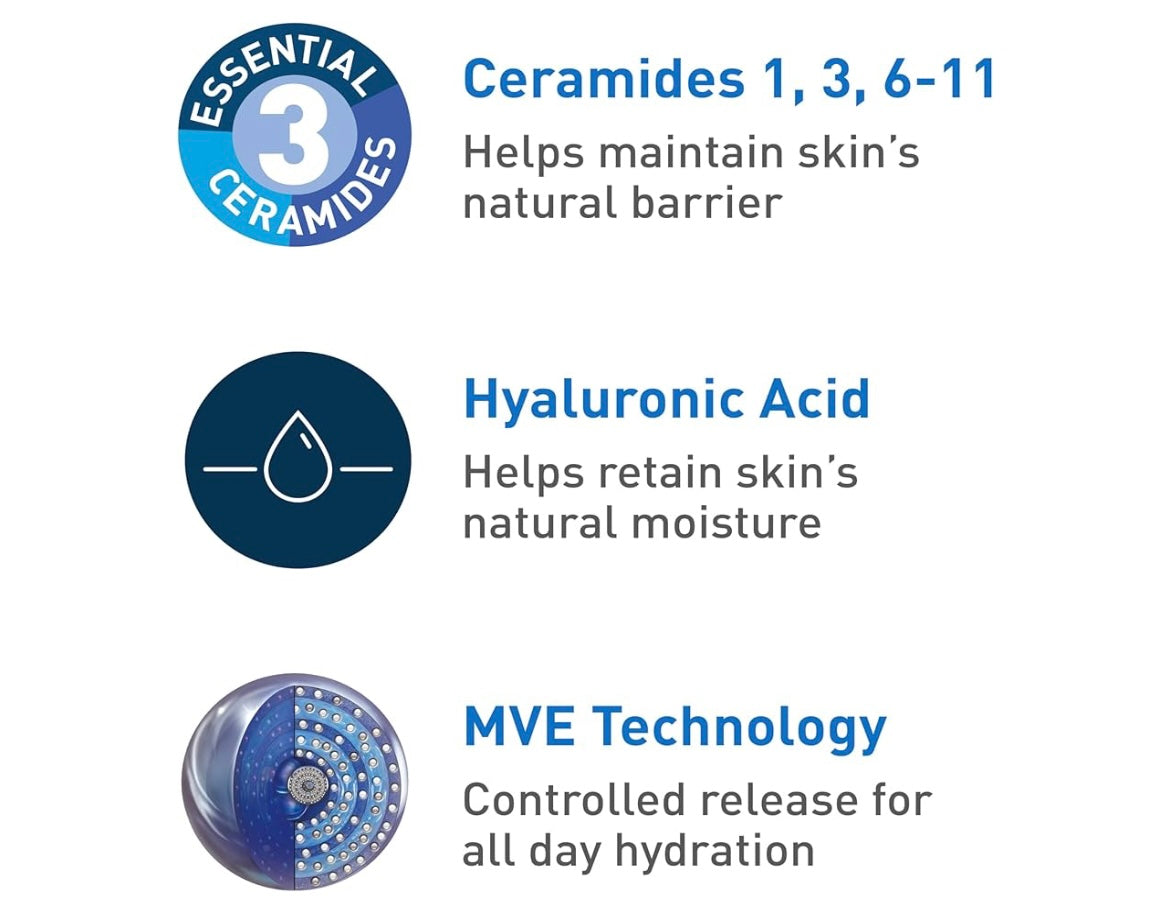 CeraVe Moisturizing Cream, Body and Face Moisturizer for Dry Skin, Body Cream with Hyaluronic Acid and Ceramides, Daily Moisturizer, Oil-Free, Fragrance Free, Non-Comedogenic, 19 Ounce