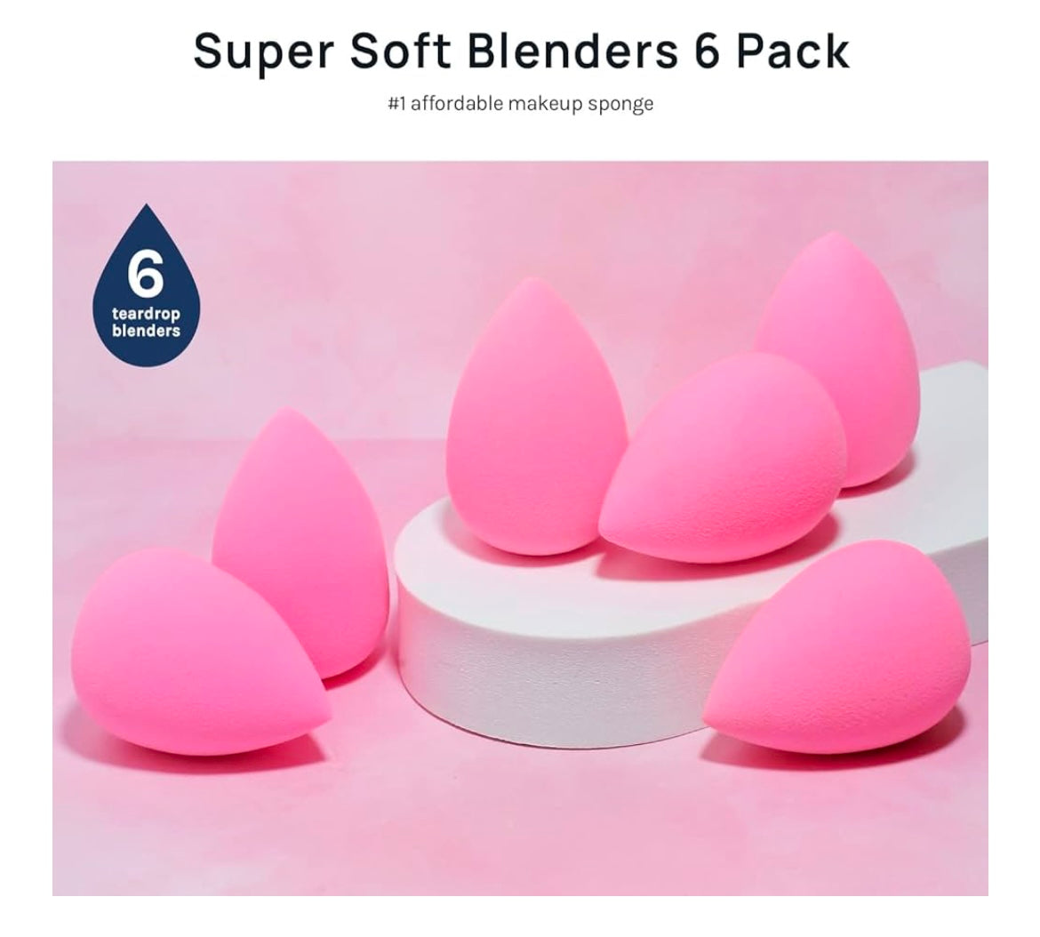 AOA Studio Collection makeup Sponge Set Latex Free and High-definition Set of 6 makeup Wonder blender For Powder Cream and Liquid, Super Soft Wonder Beauty Cosmetic